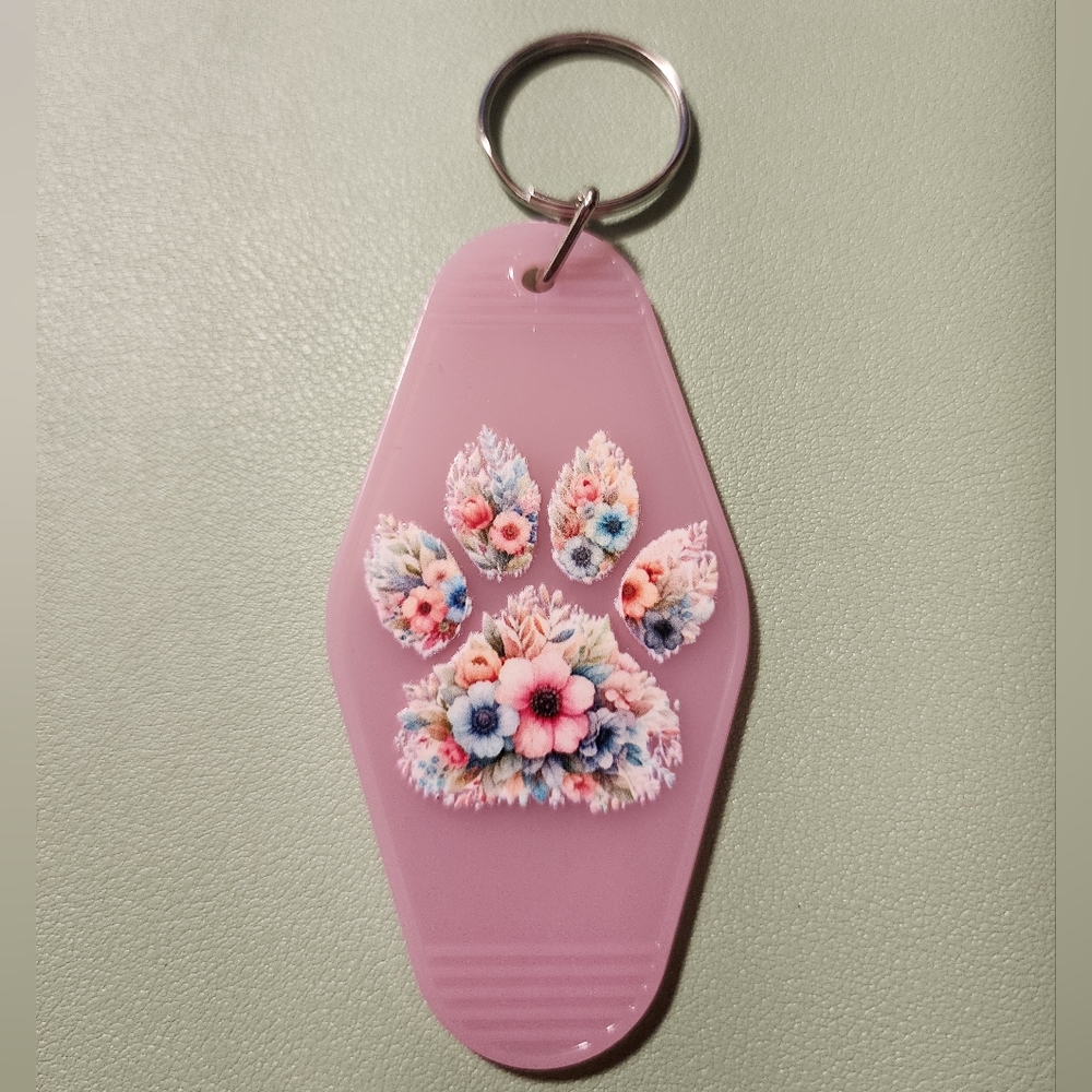 Pink Floral Keychain